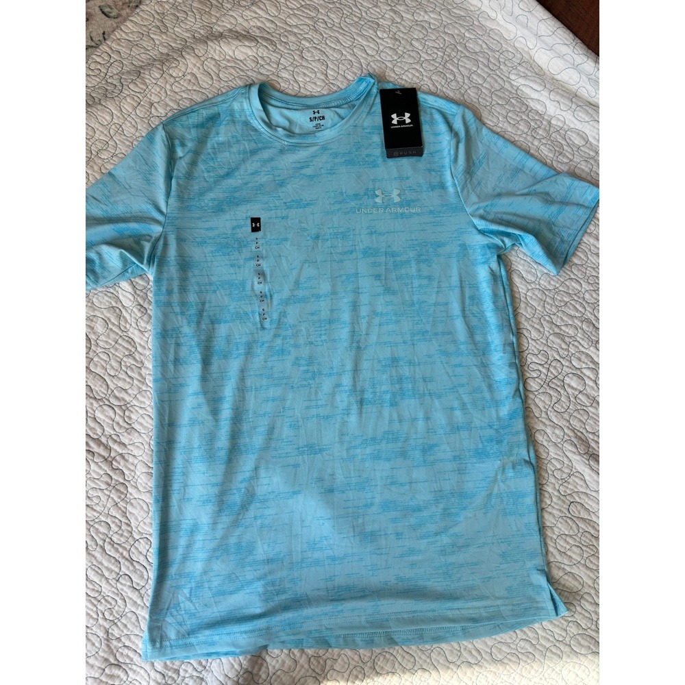 Under Armour Mens Rush Vanish Energy Printed SS Shirt Blue Size Small